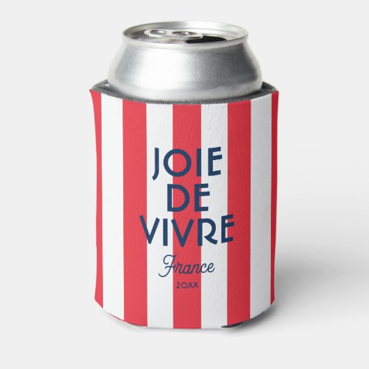 Joie De Vivre France Rode Cabana Stripe Frans Blikjeskoeler (Blikje Achterkant)