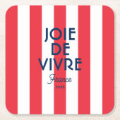 Joie De Vivre France Rode Cabana Stripe Frans Kartonnen Onderzetters (Voorkant)
