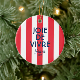Joie De Vivre France Rode Cabana Stripe Frans Keramisch Ornament