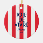 Joie De Vivre France Rode Cabana Stripe Frans Keramisch Ornament (Voorkant)
