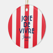 Joie De Vivre France Rode Cabana Stripe Frans Keramisch Ornament (Links)