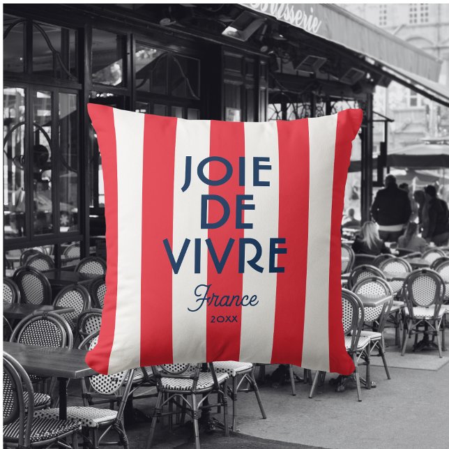 Joie De Vivre France Rode Cabana Stripe Frans Kussen (Creator heeft geüpload)