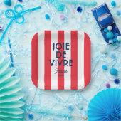 Joie De Vivre France Rode Cabana Stripe Frans Papieren Bordje (Feest)