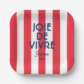 Joie De Vivre France Rode Cabana Stripe Frans Papieren Bordje (Voorkant)