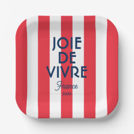Joie De Vivre France Rode Cabana Stripe Frans Papieren Bordje