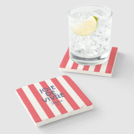 Joie De Vivre France Rode Cabana Stripe Frans Stenen Onderzetter