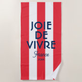 Joie De Vivre France Rode Cabana Stripe Frans Strandlaken (Voorkant)