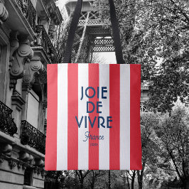 Joie De Vivre France Rode Cabana Stripe Frans Tote Bag