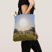 Joie de vivre Navy Tote Bag (Dichtbij)
