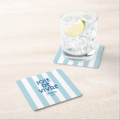 Joie De Vivre Nice Blue Cabana Stripe Frans Kartonnen Onderzetters (Insitu)