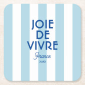Joie De Vivre Nice Blue Cabana Stripe Frans Kartonnen Onderzetters (Voorkant)