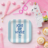 Joie De Vivre Nice Blue Cabana Stripe Frans Papieren Bordje (Feest)