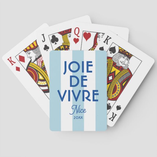 Joie De Vivre Nice Blue Cabana Stripe Frans Pokerkaarten (Achterkant)