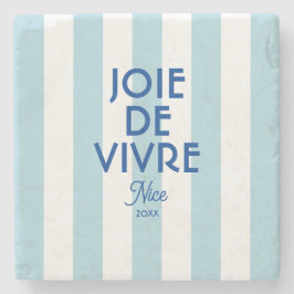Joie De Vivre Nice Blue Cabana Stripe Frans Stenen Onderzetter