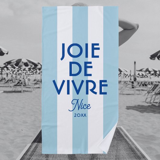 Joie De Vivre Nice Blue Cabana Stripe Frans Strandlaken