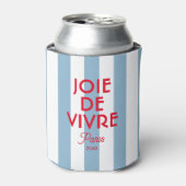 Joie De Vivre Paris Franse blauwe Cabana Stripe Blikjeskoeler (Blikje Voorkant)