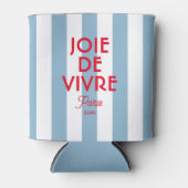 Joie De Vivre Paris Franse blauwe Cabana Stripe Blikjeskoeler (Voorkant)