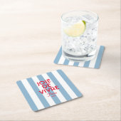 Joie De Vivre Paris Franse blauwe Cabana Stripe Kartonnen Onderzetters (Insitu)