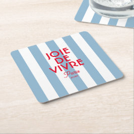 Joie De Vivre Paris Franse blauwe Cabana Stripe Kartonnen Onderzetters