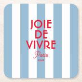 Joie De Vivre Paris Franse blauwe Cabana Stripe Kartonnen Onderzetters (Voorkant)