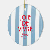 Joie De Vivre Paris Franse blauwe Cabana Stripe Keramisch Ornament (Links)