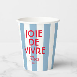 Joie De Vivre Paris Franse blauwe Cabana Stripe Papieren Bekers