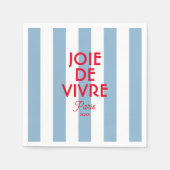 Joie De Vivre Paris Franse blauwe Cabana Stripe Servet (Voorkant)
