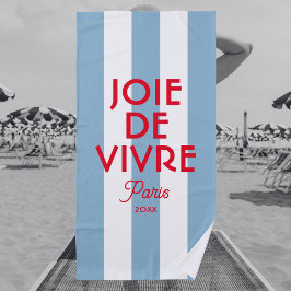 Joie De Vivre Paris Franse blauwe Cabana Stripe Strandlaken
