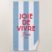 Joie De Vivre Paris Franse blauwe Cabana Stripe Strandlaken (Voorkant)
