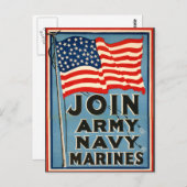 Join Army, Navy, Marines WPA 1917 Briefkaart (Voorkant / Achterkant)