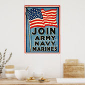 Join Army, Navy, Marines WPA 1917 Poster (Keuken)