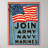 Join Army, Navy, Marines WPA 1917 Poster (Voorkant)