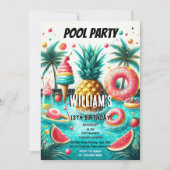 Join boy water blauw Cool Pool Party 13e verjaarda Kaart (Voorkant)