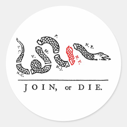 JOIN, of DIE New York Ronde Sticker (Voorkant)