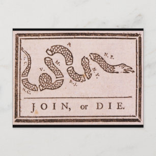 Join of Die ORIGINAL Benjamin Franklin Cartoon Briefkaart