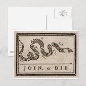 Join of Die Politieke Cartoon van Benjamin Frankli Briefkaart (Voorkant / Achterkant)