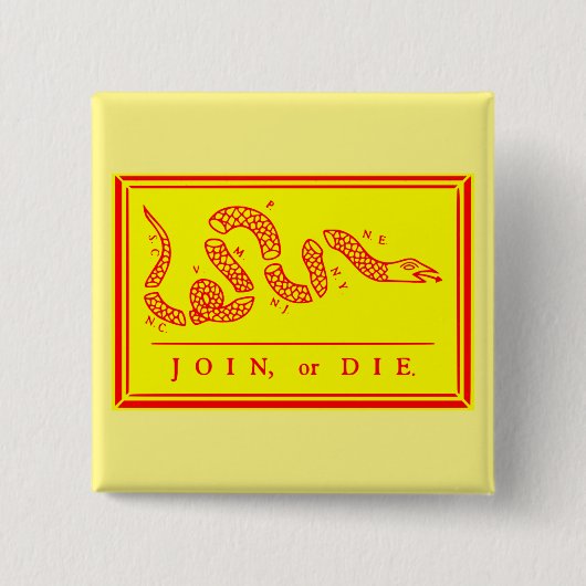 Join of Die #USAPatriotGraphics ©WhiteTigerLLC.C Vierkante Button 5,1 Cm (Voorkant)
