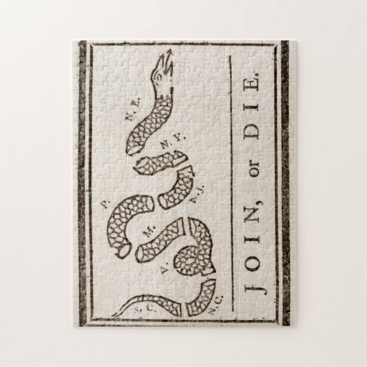 Join or Die Benjamin Franklin Political Cartoon Legpuzzel (Verticaal)