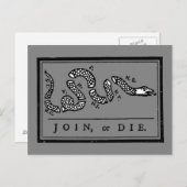 Join or Die Cartoon, 1754 Briefkaart (Voorkant / Achterkant)