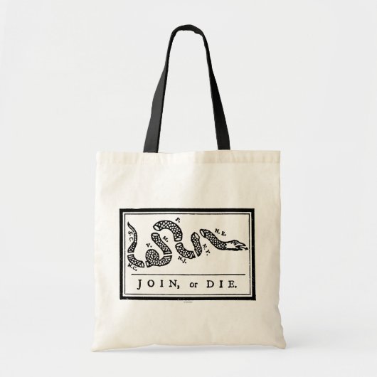 Join or Die Cartoon, 1754 Tote Bag (Voorkant)