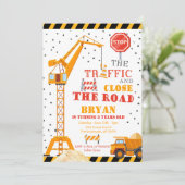 Join the Crew Boy Construction Birthday Invitation Kaart (Staand voorkant)