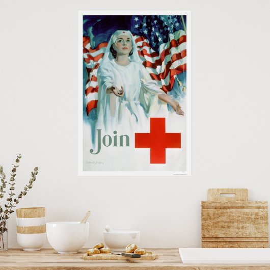 Join the Red Cross - American Flag (US00310) Poster (Keuken)