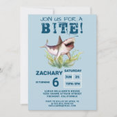 Join Us For a Bite Funny Shark Boys Birthday Party Kaart (Voorkant)