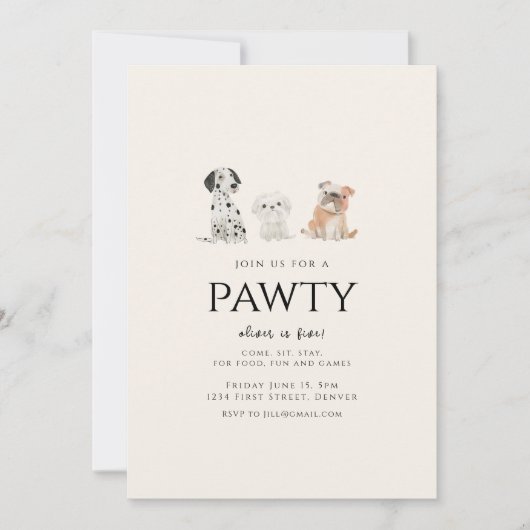 Join us for a Pawty Dog Theme Birthday Kaart (Voorkant)