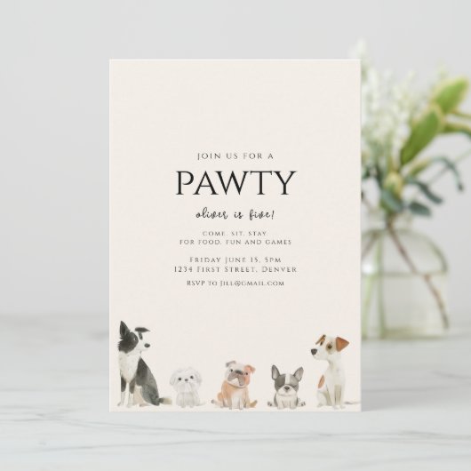 Join us for a Pawty Dog Theme Birthday Kaart (Staand voorkant)
