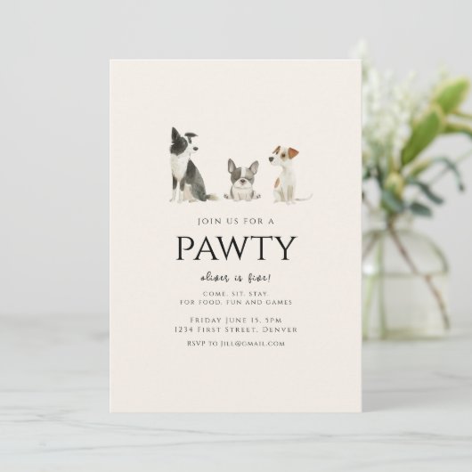 Join us for a Pawty Dog Theme Birthday Kaart (Staand voorkant)