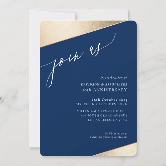 JOIN US kalligrafie classy formele gouden rand mar Kaart (Voorkant)