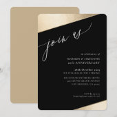 JOIN US kalligrafie classy formele gouden rand zwa Kaart (Voorkant / Achterkant)