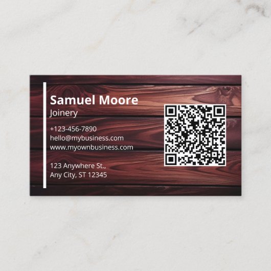 Joinery Sjablonen Design Houtbewerkers QR Code Visitekaartje (Voorkant)