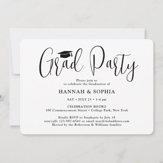 Joint Afstuderen Modern Script Afgestudeerden Foto Kaart (Achterkant)